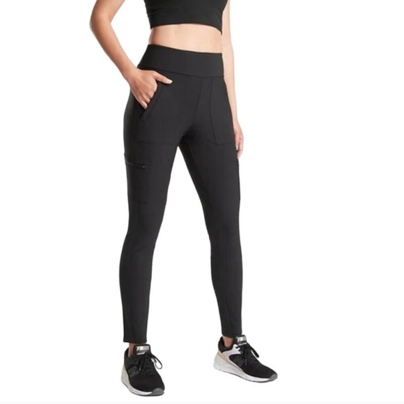 Athleta headlands hybrid cargo women's size 2 black pants zip pockets - Picture 1 of 11
